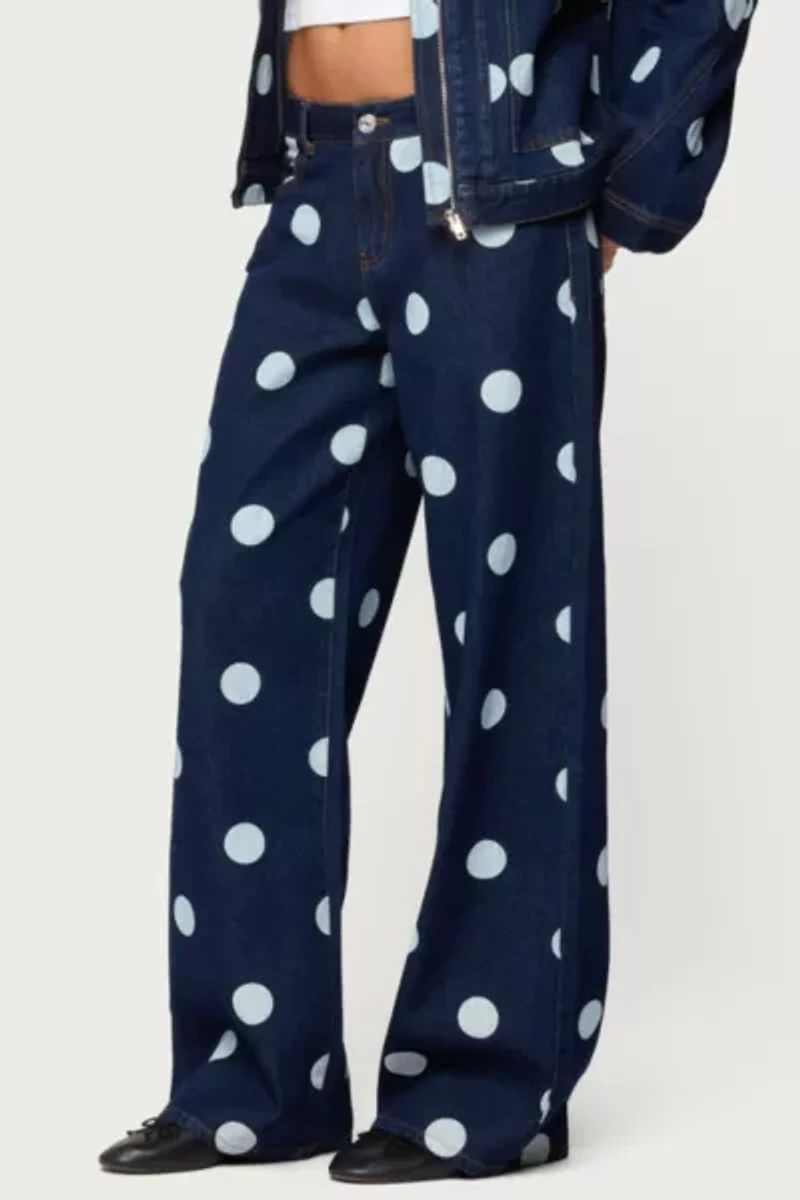 Edikted Leyah Polka Dot Low Rise Jeans