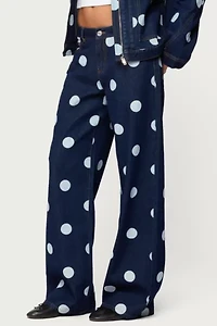 Edikted Leyah Polka Dot Low Rise Jeans