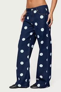 Edikted Leyah Polka Dot Low Rise Jeans