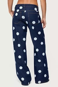 Edikted Leyah Polka Dot Low Rise Jeans