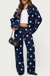 Edikted Leyah Polka Dot Low Rise Jeans