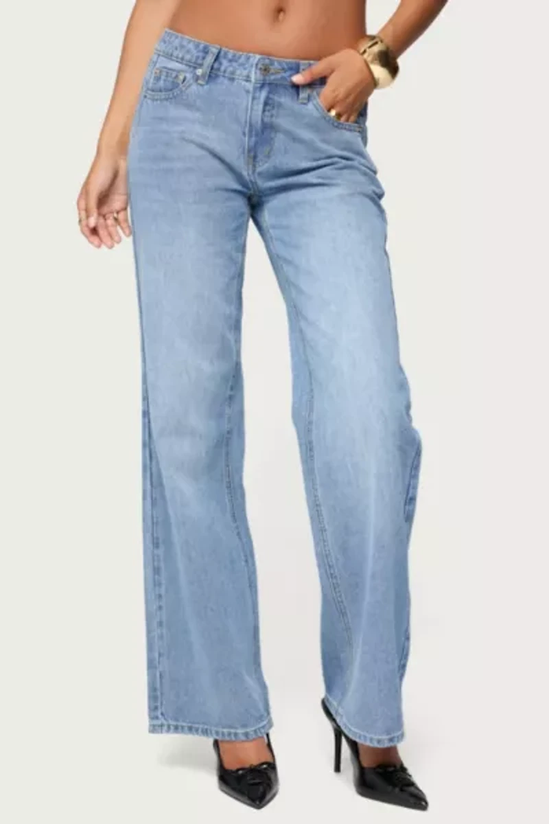 Edikted Holly Straight Leg Mid Rise Jeans