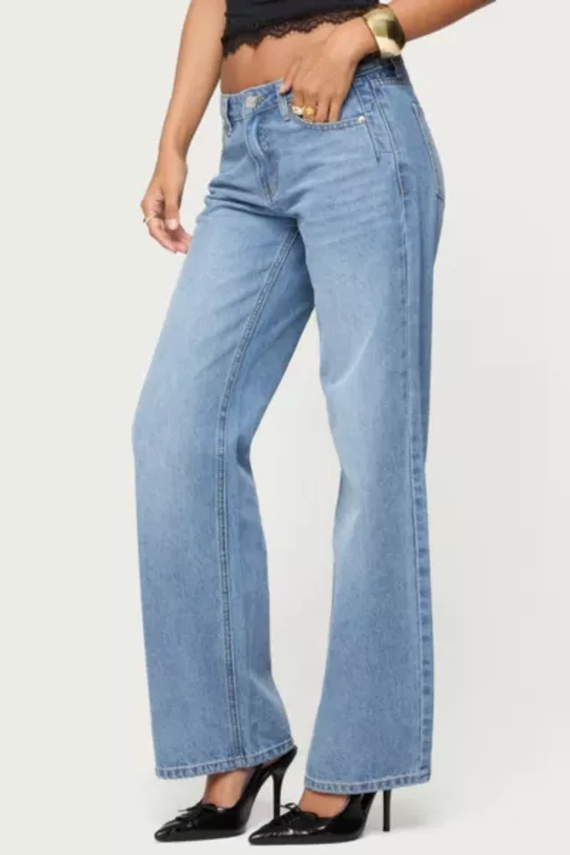 Edikted Holly Straight Leg Mid Rise Jeans