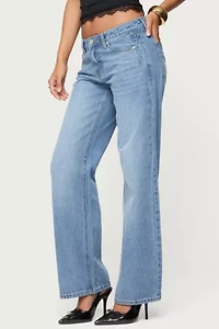 Edikted Holly Straight Leg Mid Rise Jeans