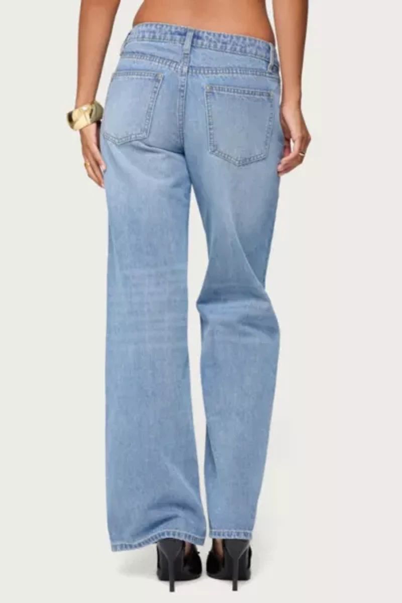 Edikted Holly Straight Leg Mid Rise Jeans