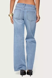 Edikted Holly Straight Leg Mid Rise Jeans
