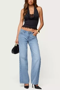 Edikted Holly Straight Leg Mid Rise Jeans