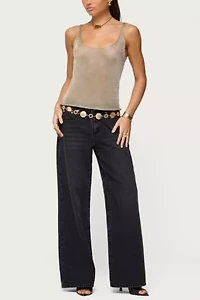 Edikted Ery Wide Leg Mid Rise Jeans