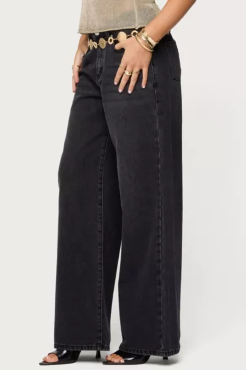 Edikted Ery Wide Leg Mid Rise Jeans