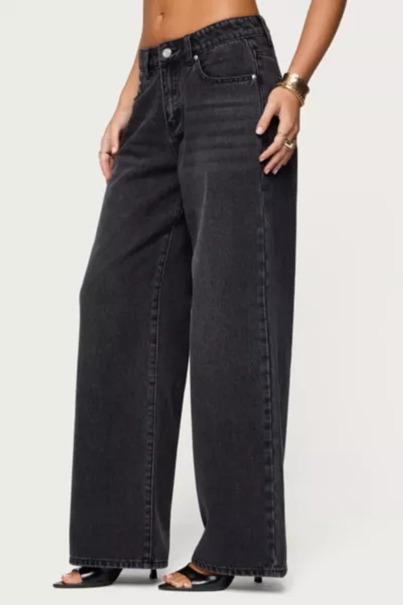 Edikted Ery Wide Leg Mid Rise Jeans