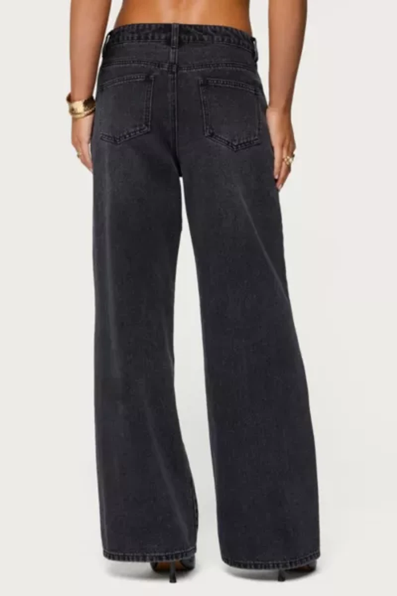 Edikted Ery Wide Leg Mid Rise Jeans