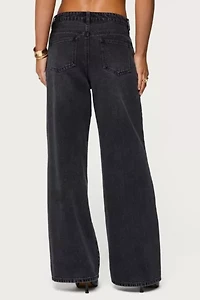 Edikted Ery Wide Leg Mid Rise Jeans