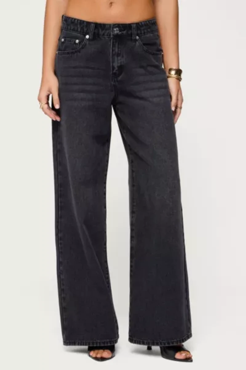 Edikted Ery Wide Leg Mid Rise Jeans