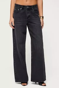 Edikted Ery Wide Leg Mid Rise Jeans