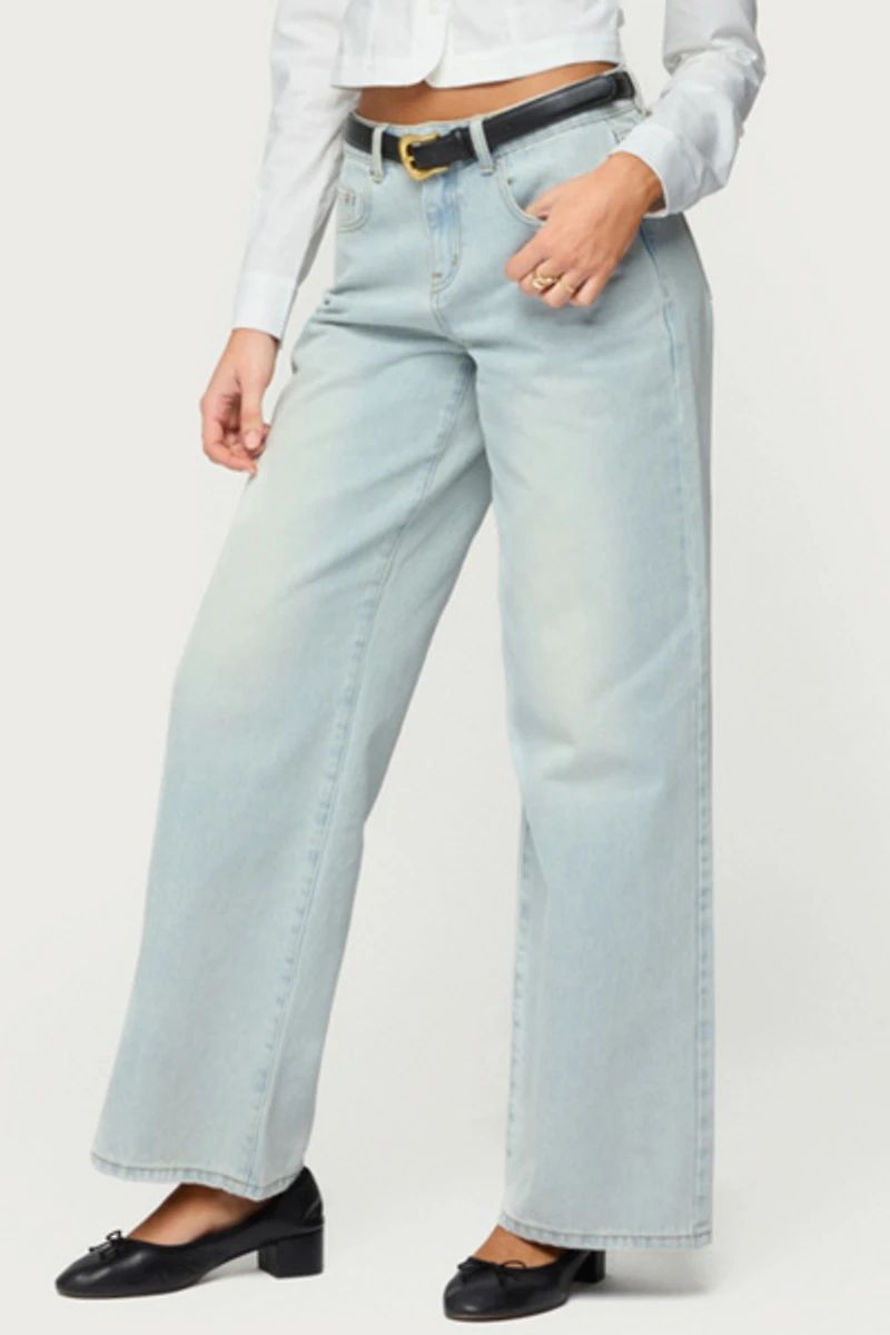 Edikted Ery Wide Leg Mid Rise Jean