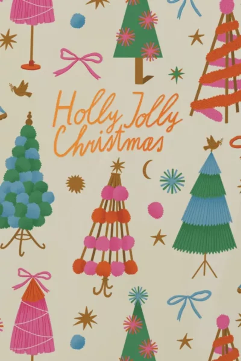 Red Cap Holly Jolly Trees Holiday Greeting Card