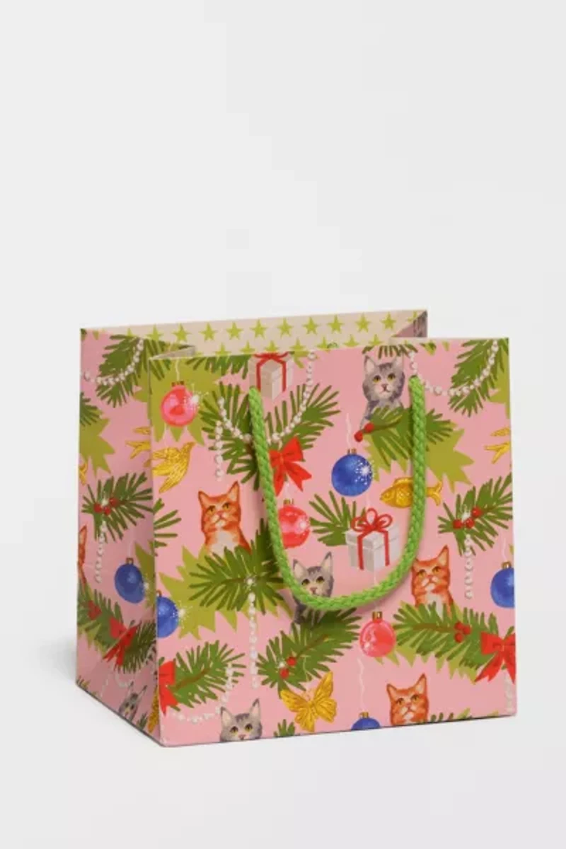 Red Cap Christmas Cats Gift Bag