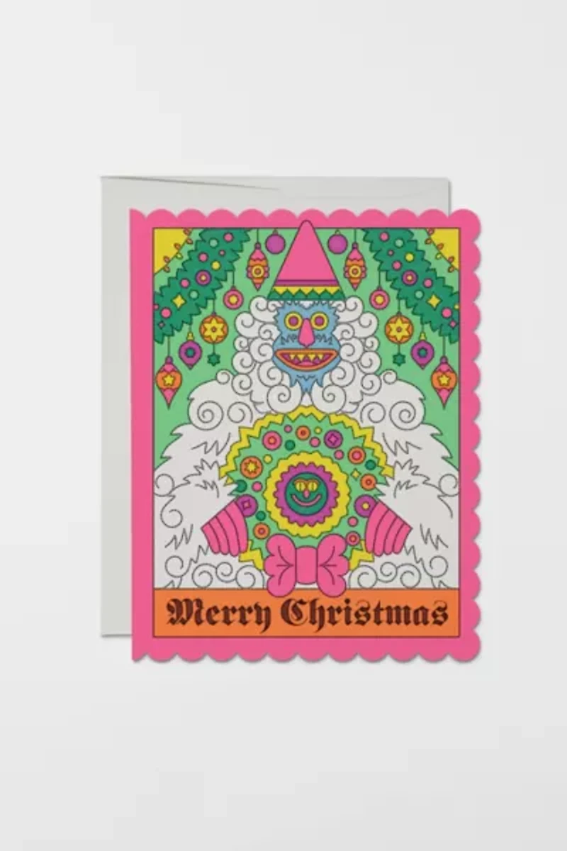 Red Cap Abominable Snowman Holiday Card