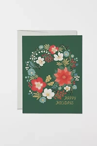 Red Cap Holiday Wreath Holiday Card