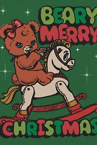 Red Cap Beary Merry Holiday Card