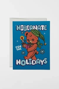 Red Cap Sleepy Teddy Bear Holiday Card