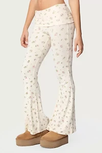 Edikted Bloom Baby Fold Over Flared Leggings