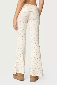 Edikted Bloom Baby Fold Over Flared Leggings