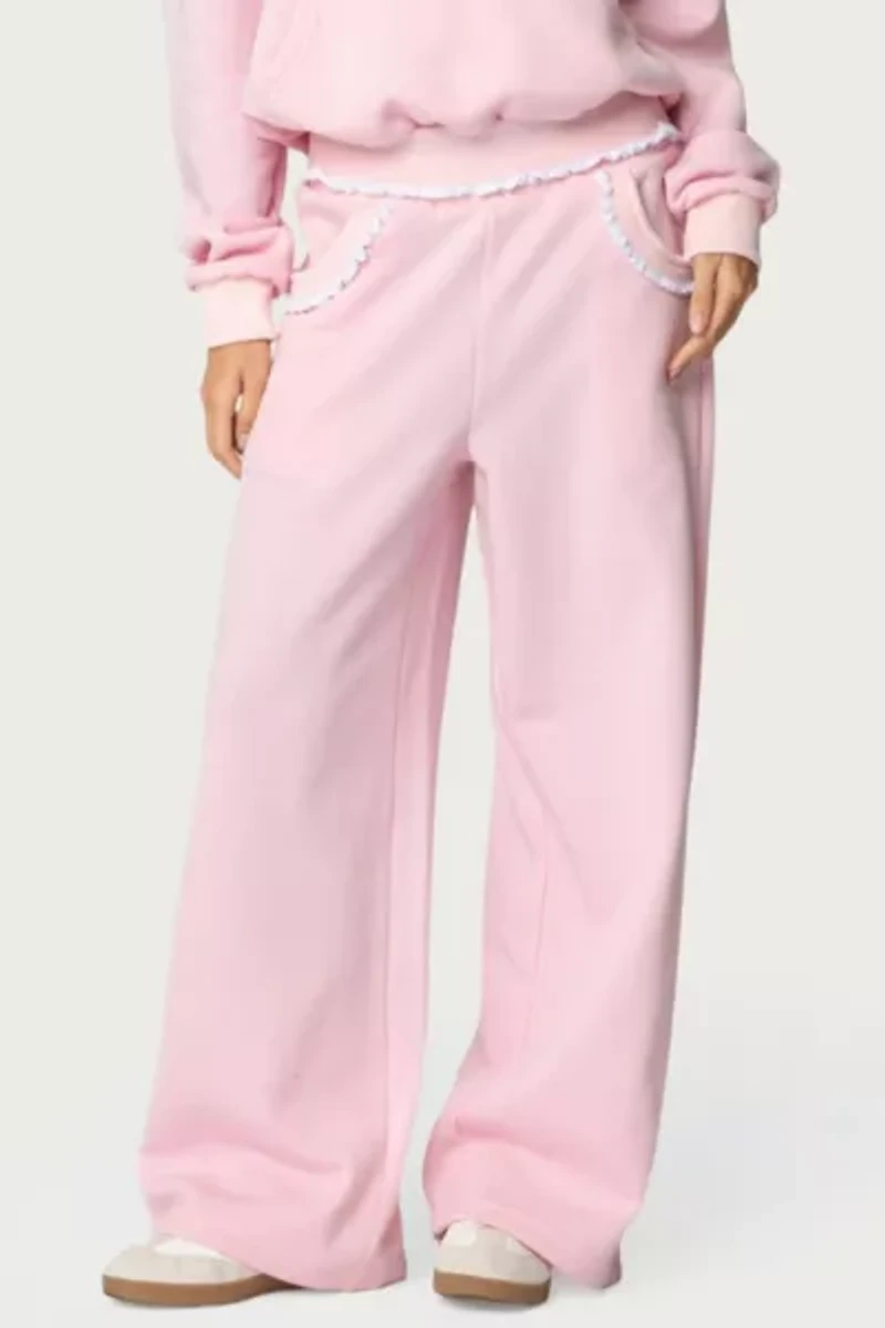 Edikted Ashtin Ruffle Trim Sweatpants