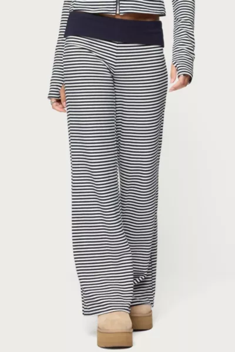Edikted Meggy Striped Fold Over Pants
