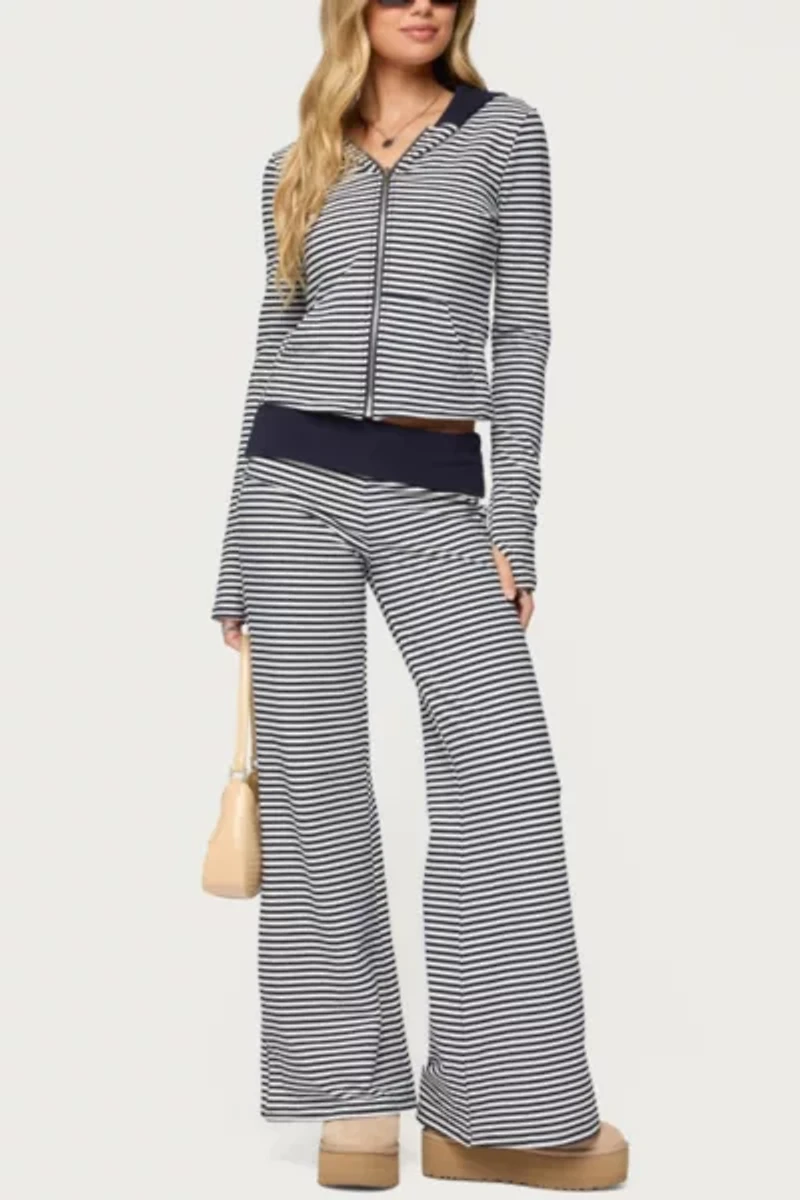 Edikted Meggy Striped Fold Over Pants