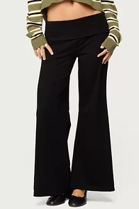 Edikted Petite Wide Leg Fold Over Pants