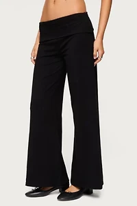 Edikted Petite Wide Leg Fold Over Pants