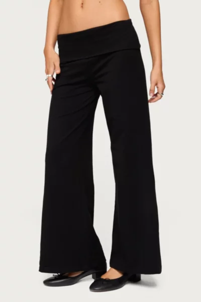 Edikted Petite Wide Leg Fold Over Pants
