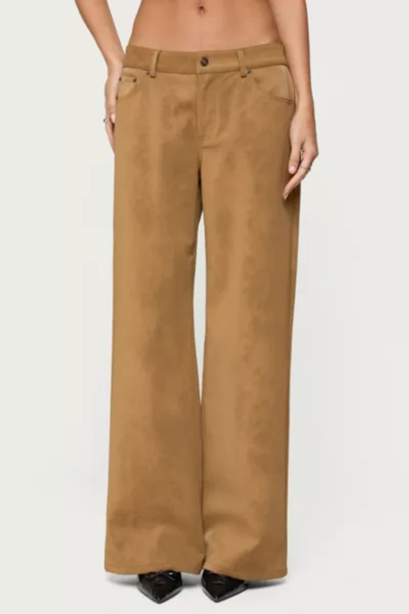 Edikted Stacey Low Rise Faux Suede Pants