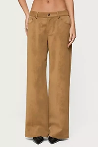 Edikted Stacey Low Rise Faux Suede Pants