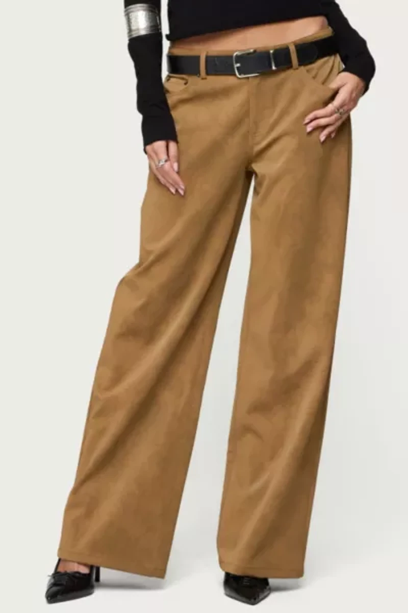 Edikted Stacey Low Rise Faux Suede Pants