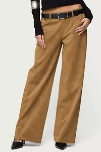 Edikted Stacey Low Rise Faux Suede Pants