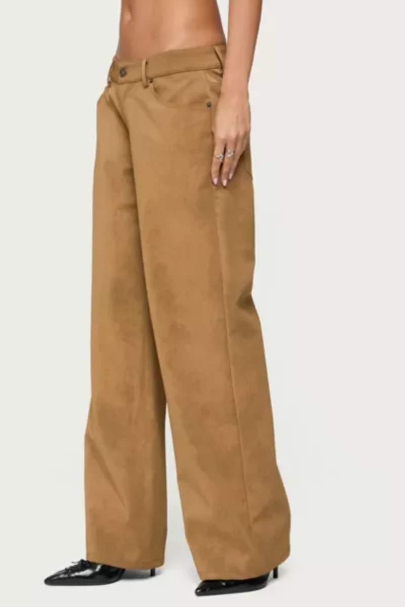Edikted Stacey Low Rise Faux Suede Pants