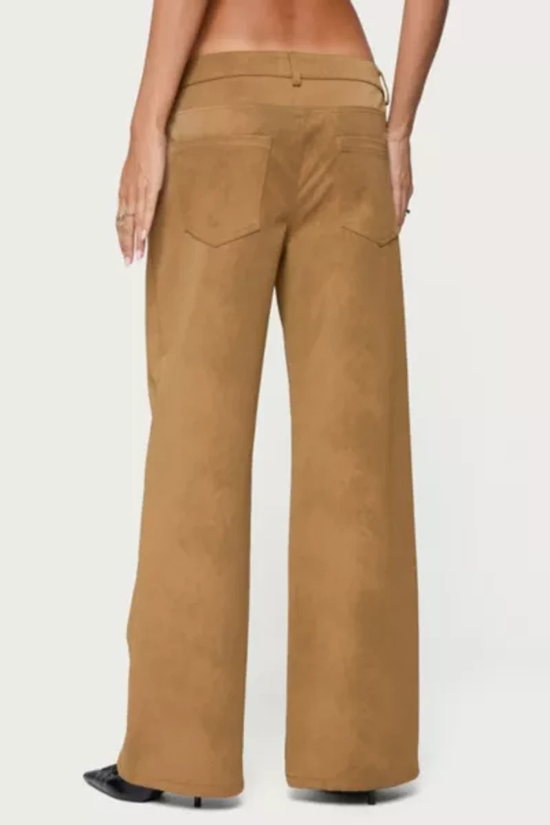 Edikted Stacey Low Rise Faux Suede Pants