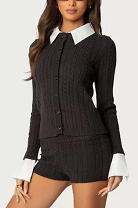 Edikted Avey Detachable Cuff & Collar Cardigan
