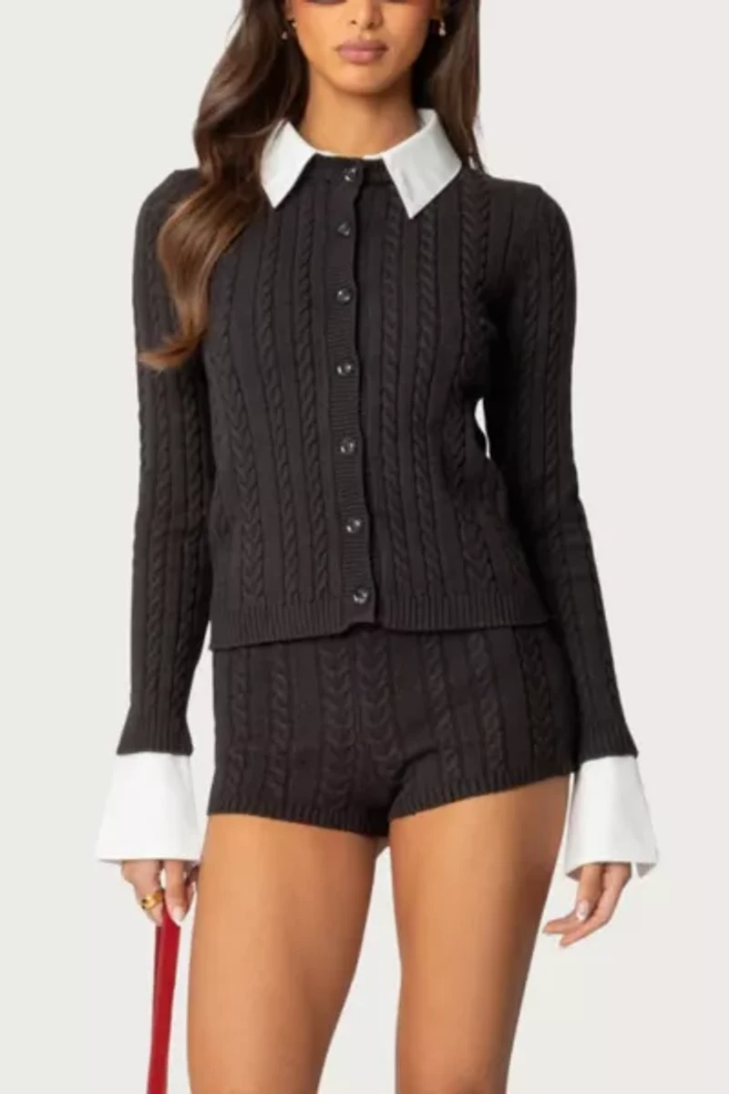 Edikted Avey Detachable Cuff & Collar Cardigan