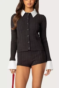 Edikted Avey Detachable Cuff & Collar Cardigan