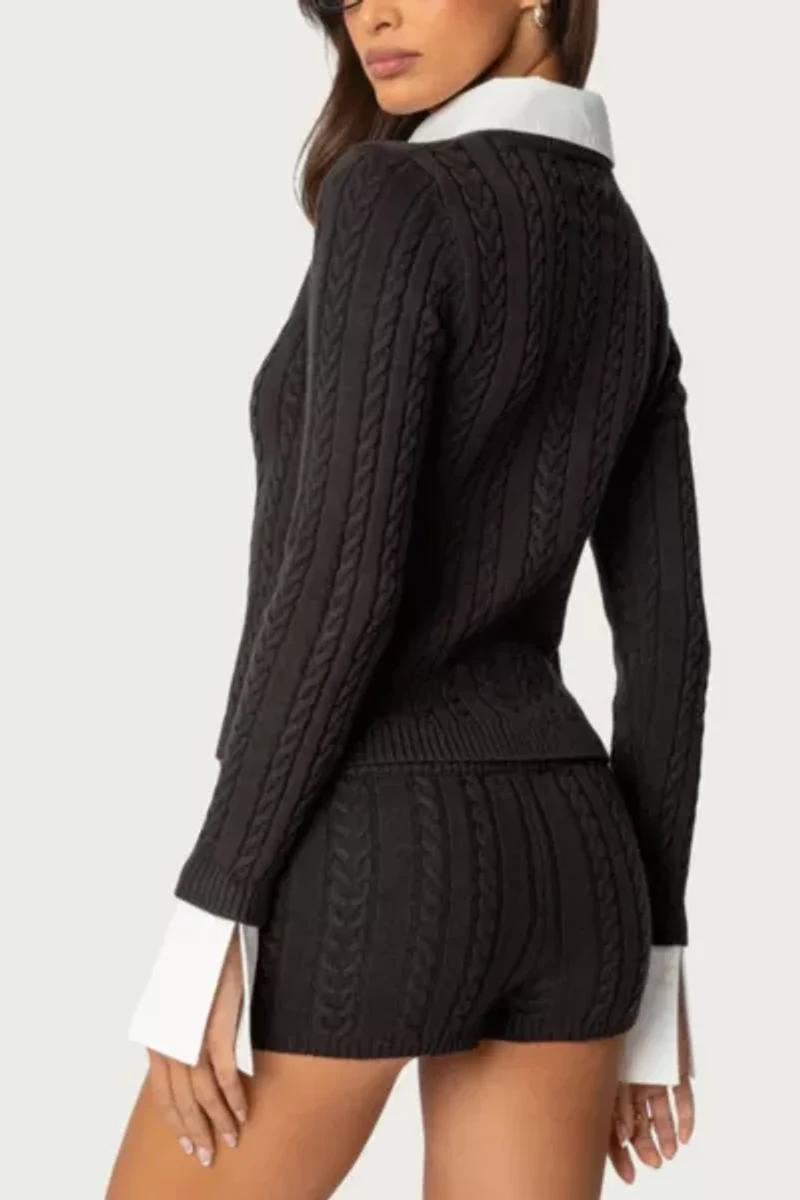 Edikted Avey Detachable Cuff & Collar Cardigan