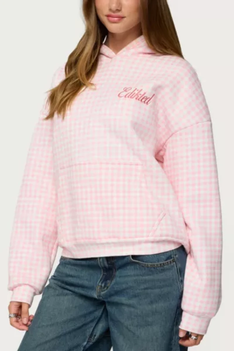 Edikted Gingham Oversized Hoodie