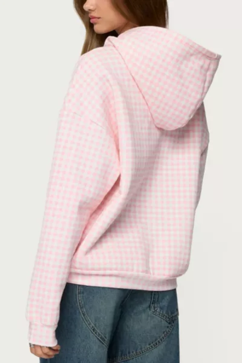 Edikted Gingham Oversized Hoodie