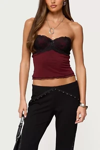 Edikted Contrast Lacey Mesh Bra Top