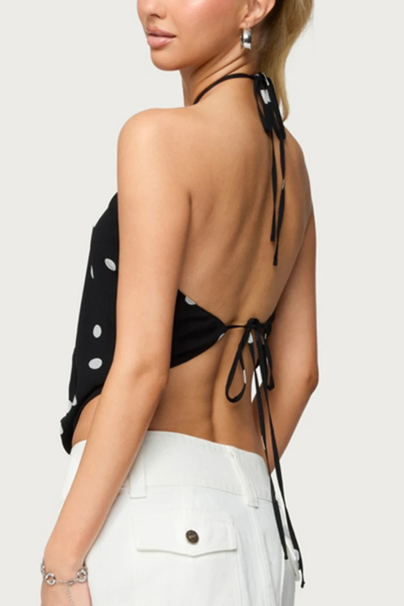 Edikted Chiffon Backless Cowl Neck Top