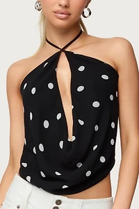 Edikted Chiffon Backless Cowl Neck Top