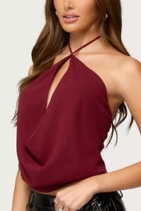 Edikted Chiffon Backless Cowl Neck Top
