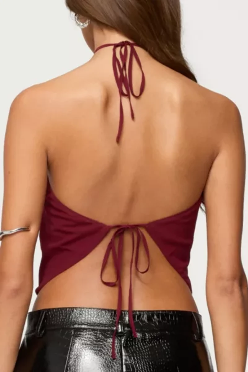 Edikted Chiffon Backless Cowl Neck Top